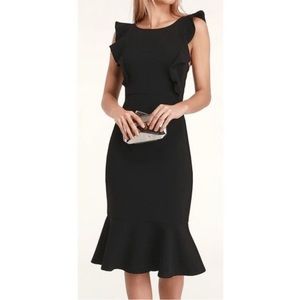Lulu's Hearts Aflutter Dress XL Black Midi Ruffle Trumpet Skirt NWT
